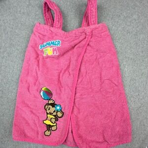 Pampered Princess Kids Pink Terry Cloth Swim Cover Up Wrap Summer Monkey 20in
